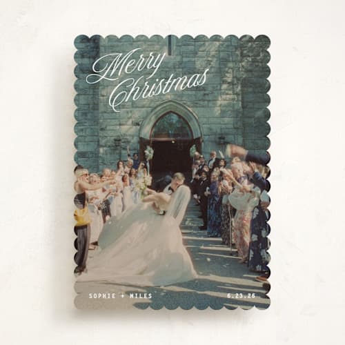 This is a snow holiday photo cards with standard by Kristie Kern called pomeroy printing on recycled smooth signature in standard