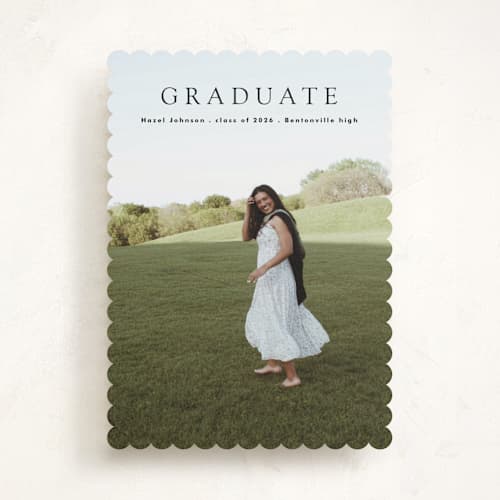 This is a pepper graduation announcements with standard by Bryanna Mehner called minimalism printing on recycled smooth signature in standard