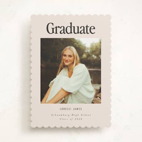 This is a cream graduation announcements with standard by Nazia Hyder called persistence printing on recycled smooth signature in standard