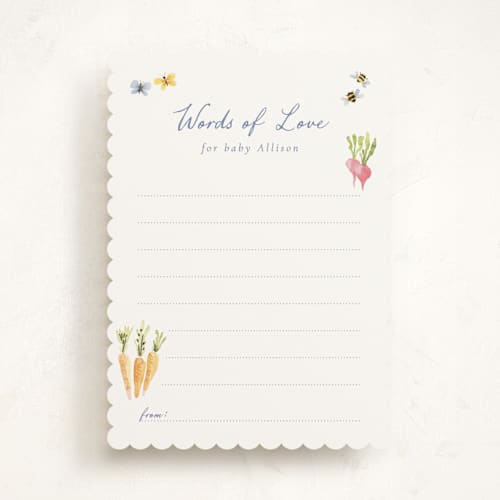 This is a sky baby shower game activity cards with standard by frau brandt called grown with love printing on signature in standard