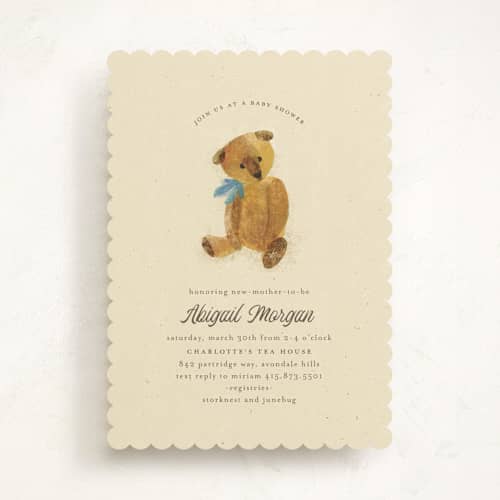 This is a glacier baby shower invitations with standard by Kimberly Morgan called vintage teddy printing on signature in standard