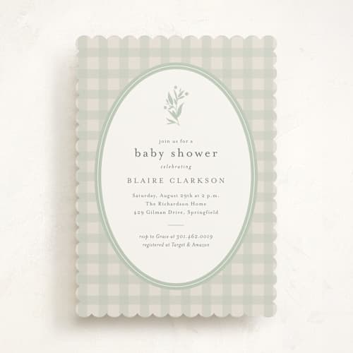 This is a wasabi baby shower invitations with standard by Jessica Williams called delicate bloom printing on signature in standard