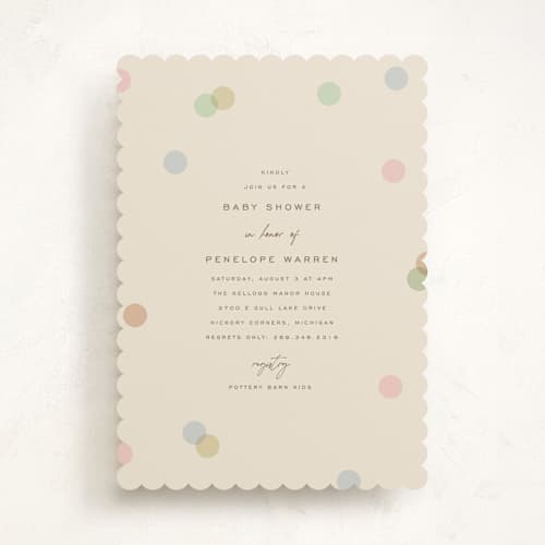 This is a wildflower baby shower invitations with standard by Pixel and Hank called polka pop printing on signature in standard