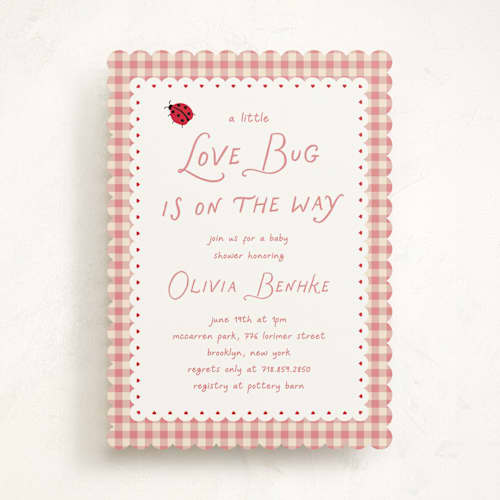This is a petal baby shower invitations with standard by Jennifer Lew called love bug printing on signature in standard