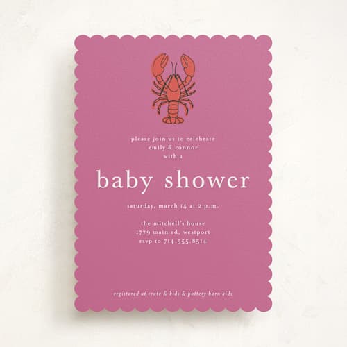This is a carnation baby shower invitations with standard by Wendy Taylor called my lobster printing on signature in standard