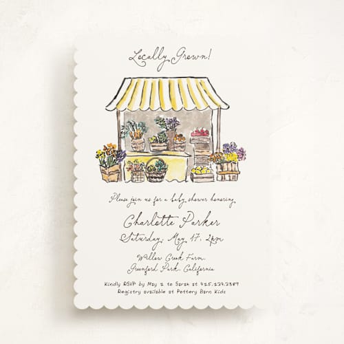 This is a lemon baby shower invitations with standard by Cass Loh called fresh from the garden printing on signature in standard