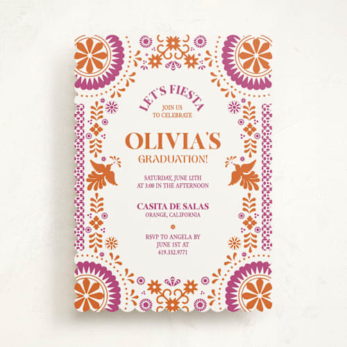 This is a gumdrop graduation invitations with standard by Eva Tadros called let's fiesta printing on signature in standard