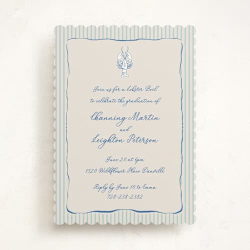 This is a marine graduation invitations with standard by Lucrecia Caporale called easide serenade printing on signature in standard