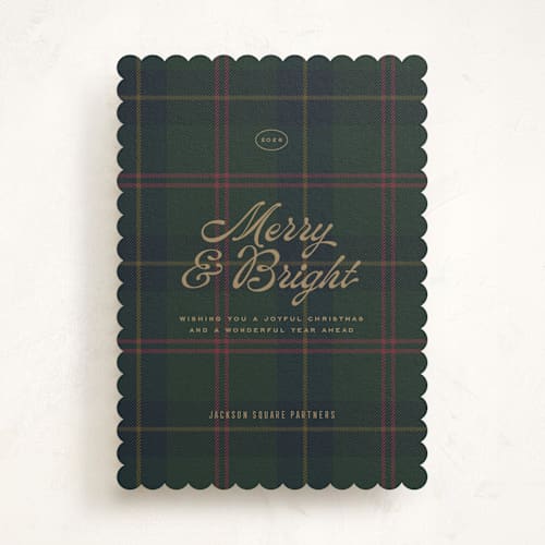 This is a evergreen business holiday cards with standard by Leia Matt called classic cheer printing on signature in standard