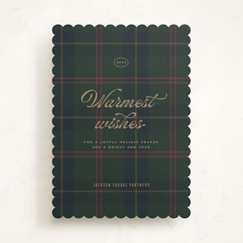 This is a evergreen business holiday cards with standard by Leia Matt called classic cheer printing on signature in standard