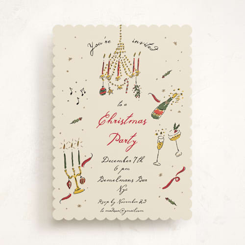 This is a eggnog holiday party invitations with standard by Sarah Rosenthal called jingle bell swing printing on signature in standard