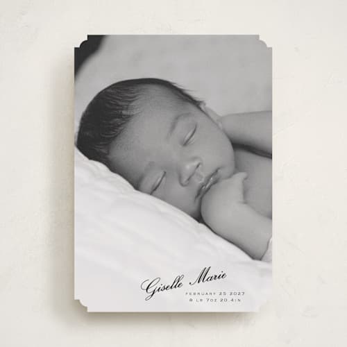 This is a galaxy birth announcements with standard by Tamara Hilje called slanted printing on recycled smooth signature in standard
