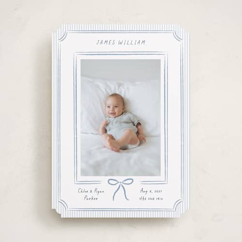 This is a sea birth announcements with standard by Elly called a little dream printing on recycled smooth signature in standard