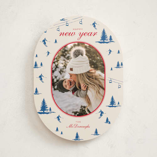 This is a blue jay photo christmas cards with standard by Jen Ramsey called ski time printing on recycled smooth signature in standard