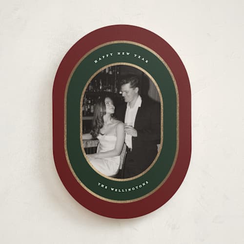 This is a wine foil pressed holiday cards with foil pressed by Grae called holiday velvet printing on recycled smooth signature in standard