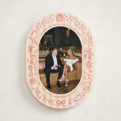 This is a poppy new year photo cards with standard by Creo Study called doodled cheers printing on recycled smooth signature in standard