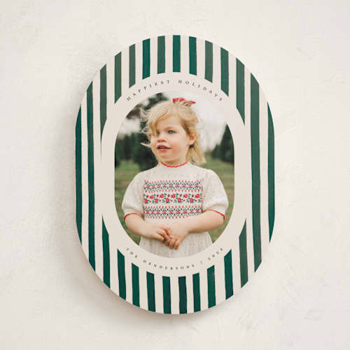 This is a pine needle new year photo cards with standard by Teju Reval called vintage stripes printing on recycled smooth signature in standard