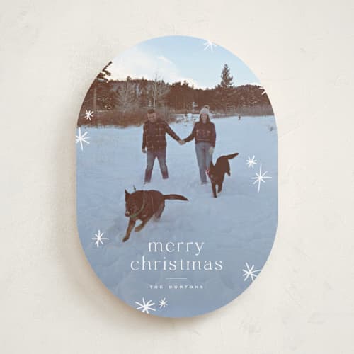 This is a snow holiday photo cards with standard by Wildfield Paper Co called twinkle! printing on recycled smooth signature in standard