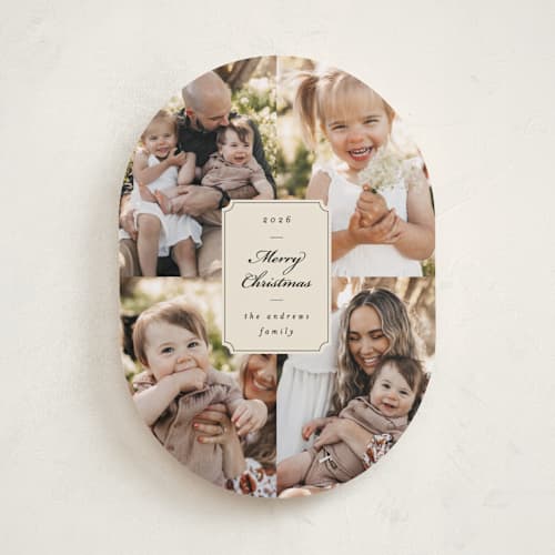 This is a eggnog holiday photo cards with standard by Ashley Iwafuchi called vintage wishes printing on recycled smooth signature in standard