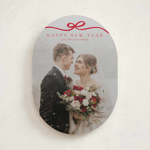 This is a cardinal holiday photo cards with standard by Kaydi Bishop called bow tied printing on recycled smooth signature in standard