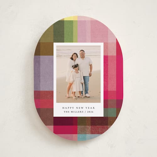 This is a candy holiday photo cards with standard by Sumak Studio called joyful check printing on recycled smooth signature in standard