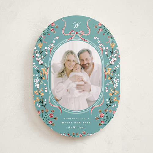 This is a teal met with standard by Corinne Malesic called sprigged printing on recycled smooth signature in standard