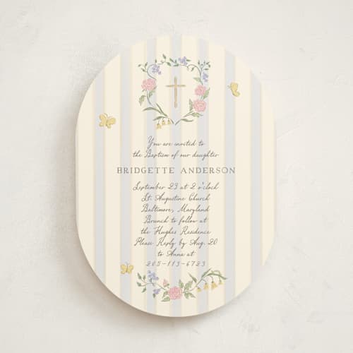 This is a sky baptism and christening announcements with standard by Grae called teacup printing on signature in standard