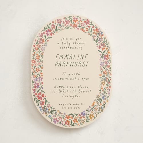 This is a confetti baby shower invitations with standard by 2birdstone called wildflowers printing on signature in standard