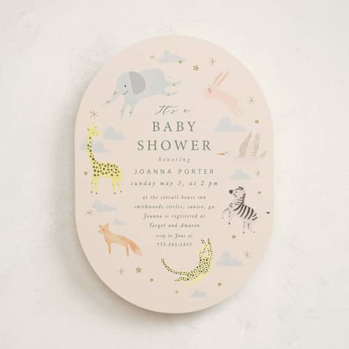This is a sand baby shower invitations with standard by Hannah Williams called little wild one printing on signature in standard