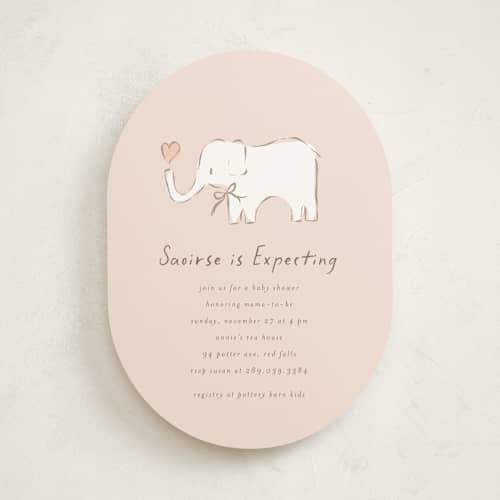 This is a taupe baby shower invitations with standard by chocomocacino called bananella printing on signature in standard