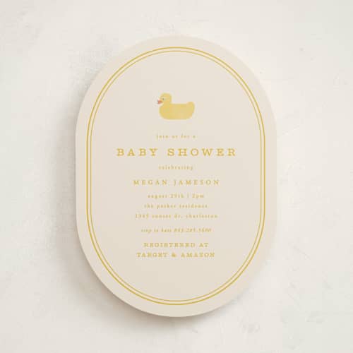 This is a banana baby shower invitations with standard by Brianne Larsen called simple duck printing on signature in standard