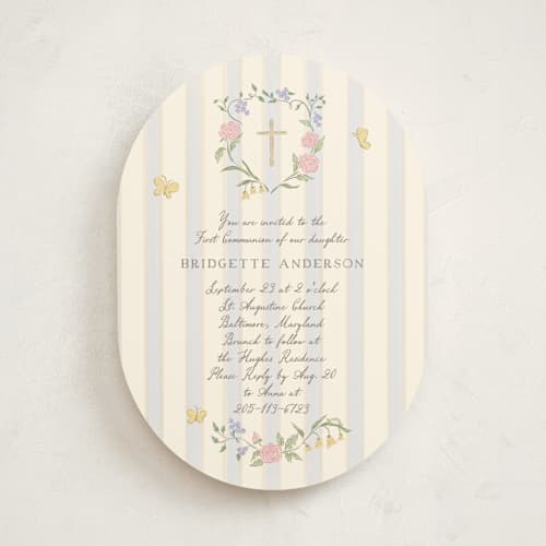 This is a sky communion invitations announcements with standard by Grae called teacup printing on signature in standard