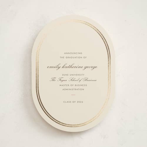 This is a strawberry graduation announcements with foil pressed by Megan Davis called toast the grad printing on signature in standard