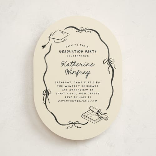 This is a noir graduation invitations with standard by Creo Study called trendsetter printing on signature in standard