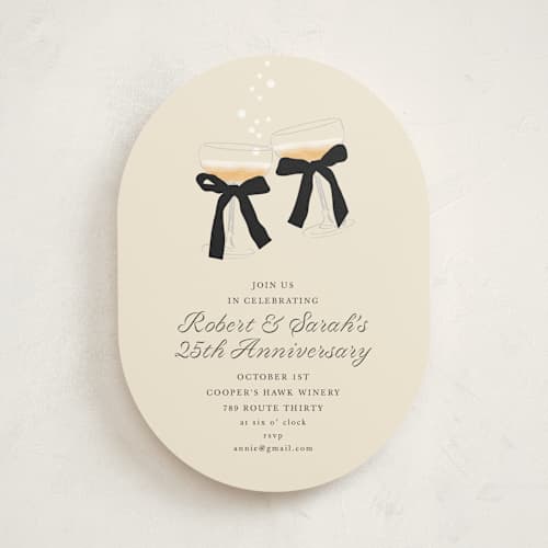 This is a linen party invitations with standard by Baumbirdy called cheers printing on signature in standard