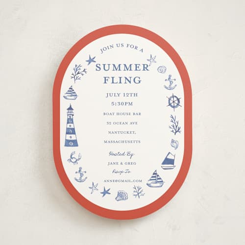 This is a spice party invitations with standard by Teju Reval called nautical fun printing on signature in standard