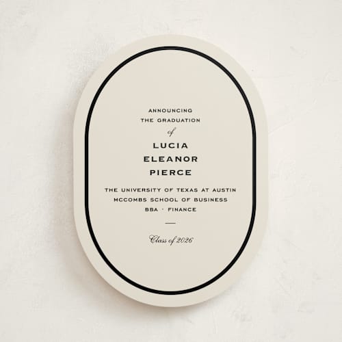 This is a tuxedo graduation announcements with standard by Megan Davis called commence printing on signature in standard