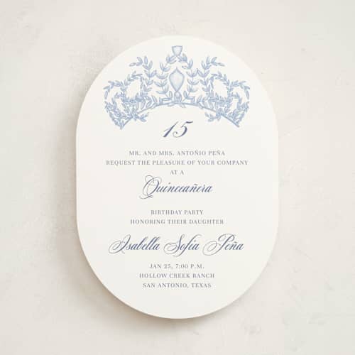 This is a sky sweet sixteen birthday party invitations with standard by Lissabeth Anglin called crowned printing on signature in standard