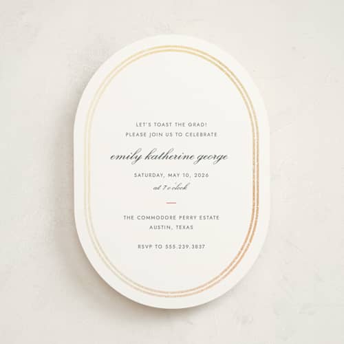 This is a cherry graduation invitations with foil pressed by Megan Davis called toast the grad printing on signature in standard