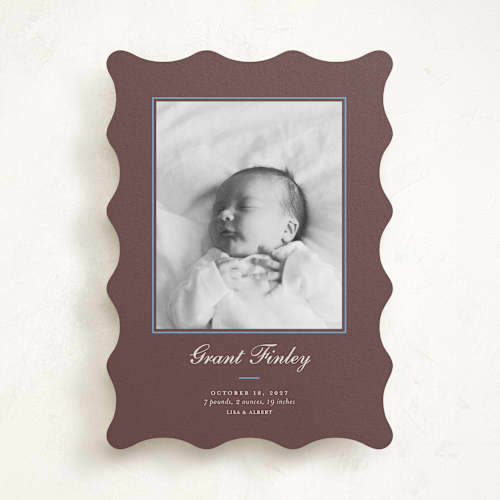 This is a teddy bear birth announcements with standard by Alston Foster called peanut printing on recycled smooth signature in standard