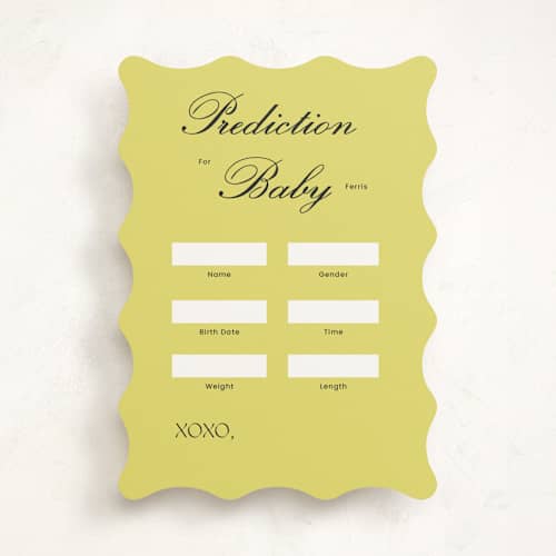 This is a wasabi baby shower game activity cards with standard by Rachel Cassel called georgia printing on signature in standard