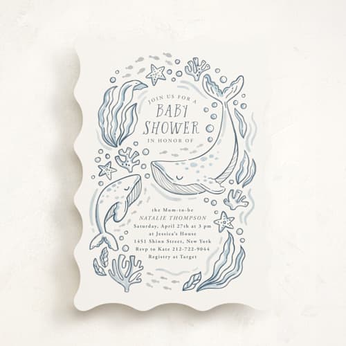This is a ocean baby shower invitations with standard by Monika Torun called ocean love printing on signature in standard