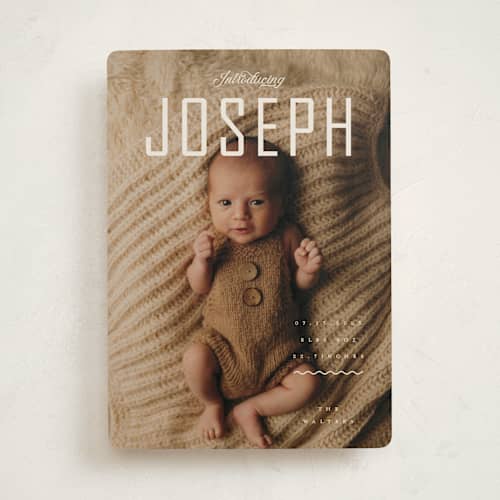 This is a cream birth announcements with standard by Vivian Yiwing called cover printing on recycled smooth signature in standard