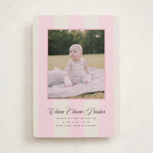 This is a fragola birth announcements with standard by Megan Davis called gelato printing on recycled smooth signature in standard