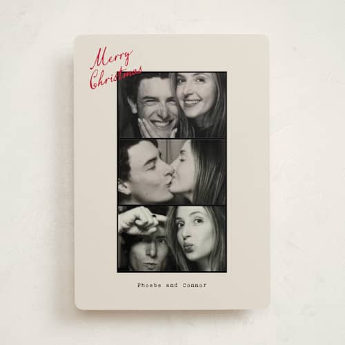This is a champagne photo christmas cards with standard by Ilene Guy called xmas photo booth printing on recycled smooth signature in standard