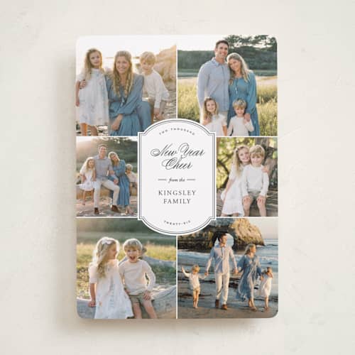 This is a night sky photo christmas cards with standard by Ekko Studio called elegant emblem printing on recycled smooth signature in standard