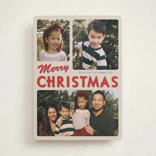 This is a rosy photo christmas cards with standard by Inkblot Design called holiday throwback printing on recycled smooth signature in standard