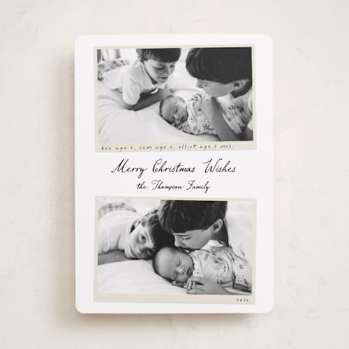 This is a coal photo christmas cards with standard by Ashlee Townsend called vintage snapshots printing on recycled smooth signature in standard