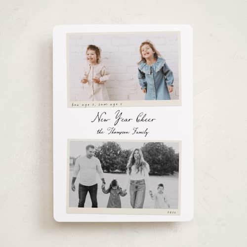 This is a coal photo christmas cards with standard by Ashlee Townsend called vintage snapshots printing on recycled smooth signature in standard