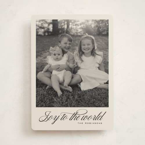 This is a eggnog photo christmas cards with standard by Creo Study called mod script printing on recycled smooth signature in standard